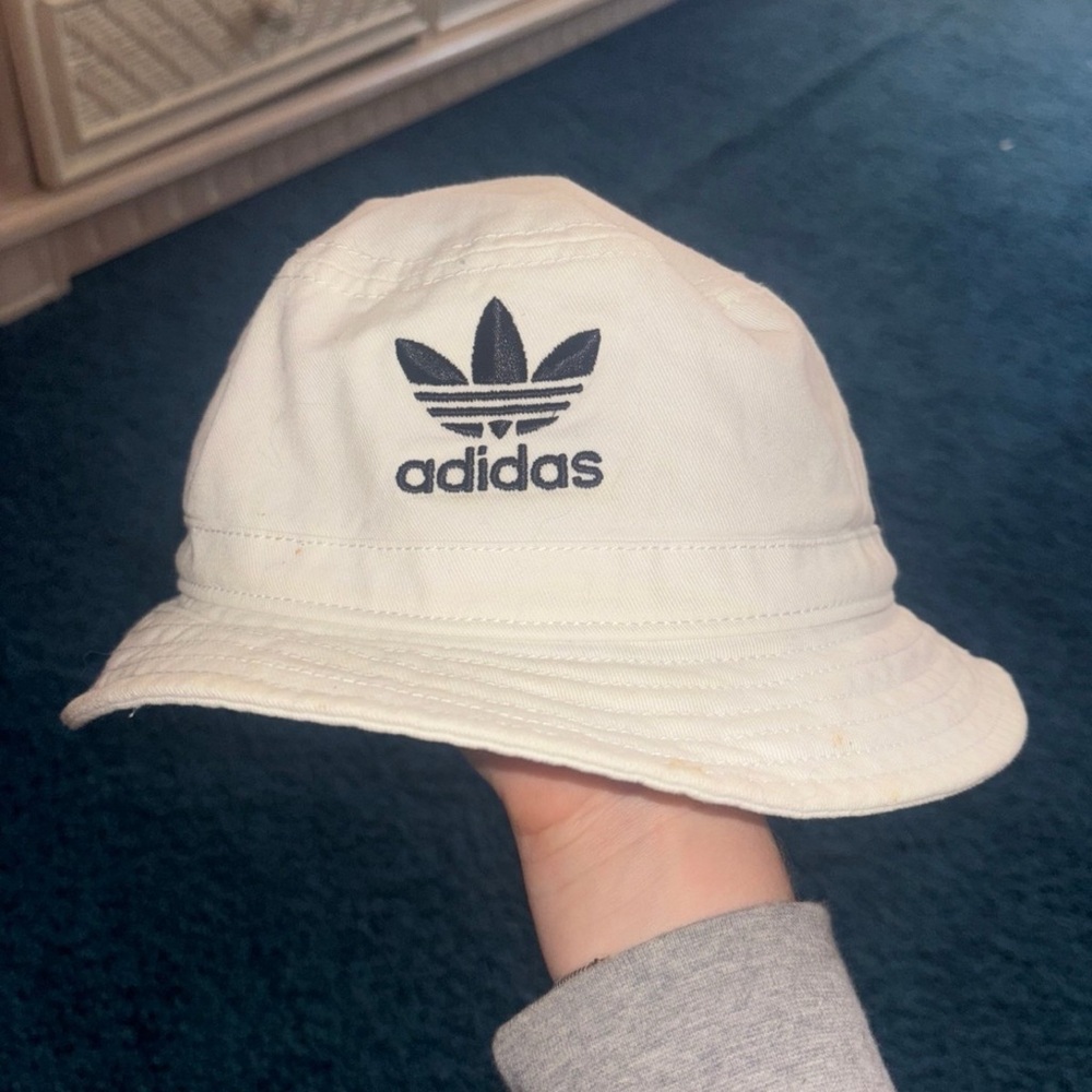 Adidas Cream Bucket Hat with Black Logo